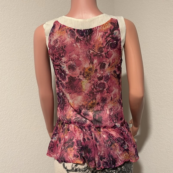 Yep me Purple/Pink Floral Print Blouse (S) - Picture 3 of 4